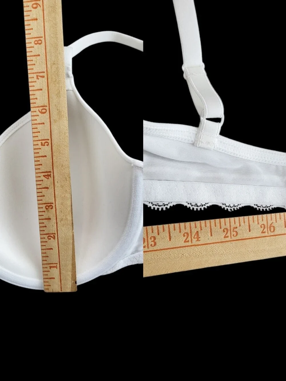 Calvin Klein White Lace Trim Contour Underwire T-Shirt Bra Gold Logo Size 36C
